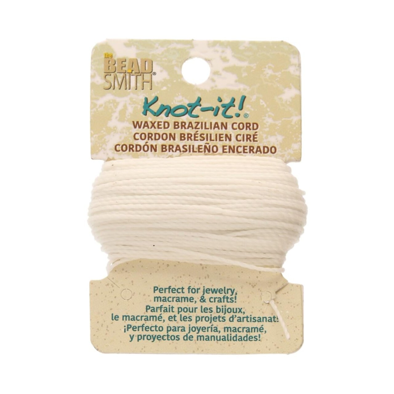 The Beadsmith Waxed Brazilian Cord, 0.7 mm Diameter, Light Wax, 15 Yards (13.7 m)